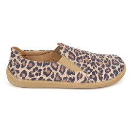 Scarpe in pelle da donna a piedi nudi Pollonus Slippato 5-1308-023 Leopard Stampa beige
