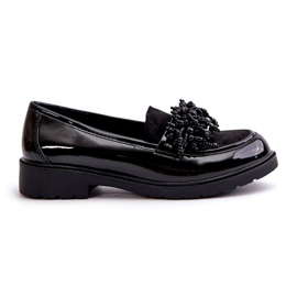 S.Barski Mocassini verniciati da donna S. Barski Hy369a Nero con un ornamento
