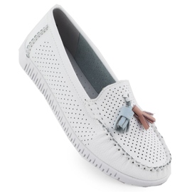 Mocassini da donna Openwork con bianchi evento 5372 frange bianco