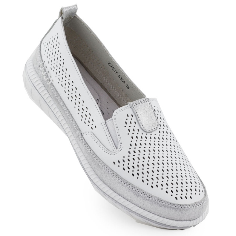 Scarpe in pelle aperta da donna Evento bianco 5634 bianca