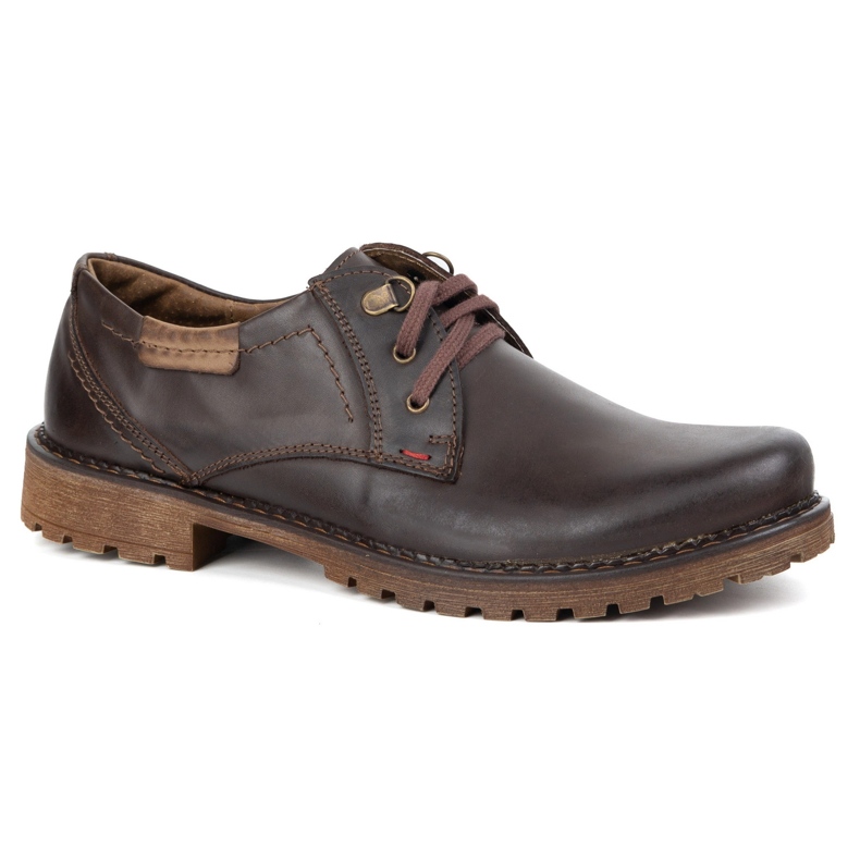 Scarpe in pelle maschile Olivier 312GT marrone scuro