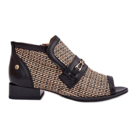 Stivali di pelle da donna con dita nude Maciejka 06934-39/00-1 Black and Beige nero