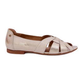 Ballerine in pelle con dita nude maciejka 06908-25/001-1 zloty spazzata via d'oro