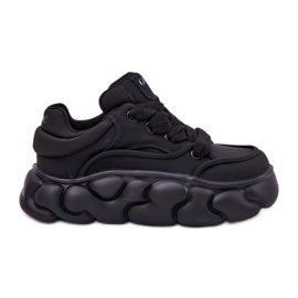 Sneaker in pelle da donna sulla piattaforma enorme Goe RR2N4044 Black nero