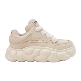 Sneaker in pelle femminile sull'enorme piattaforma Goe rr2n4043 beige