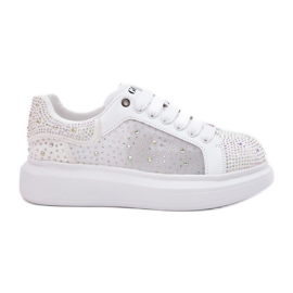 Sneaker decorate sulla piattaforma bianca Goe RR2N4003 bianco