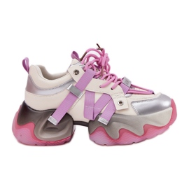 Sneaker in pelle femminile sull'enorme Sole Goe RR2N4030 Pink rosa