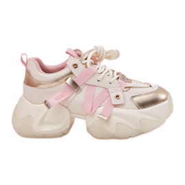 Sneaker in pelle femminile su un enorme beige Goe rr2n4031