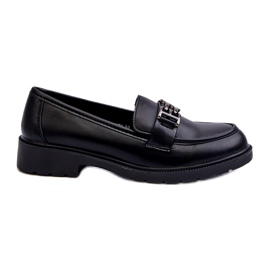 S.Barski Mocassine di eco-inoather femminile con un ornamento di S. Barski Hy372 Black nero