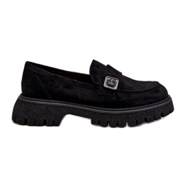 Vinceza Mocassini neri eco-elendari femminili con una cintura decorativa e un inserto in pelle nero
