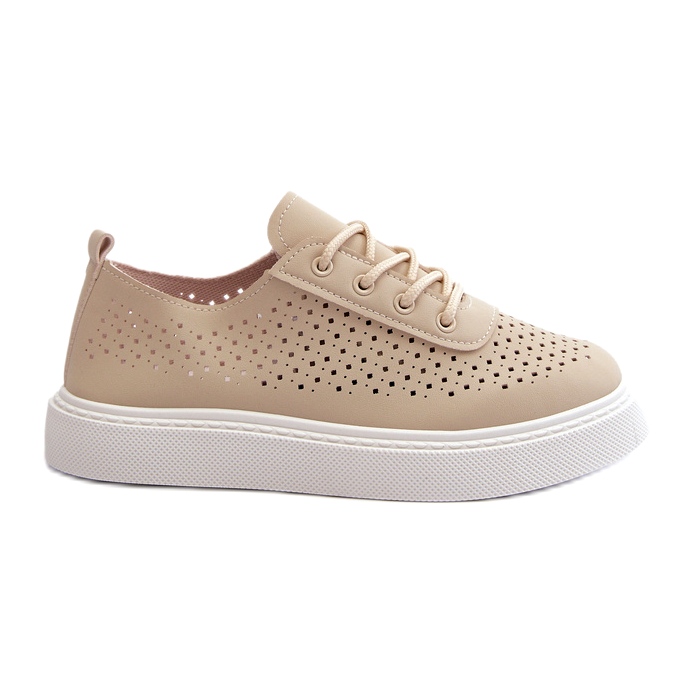 Sneaker sneaker aperte sulla piattaforma beige