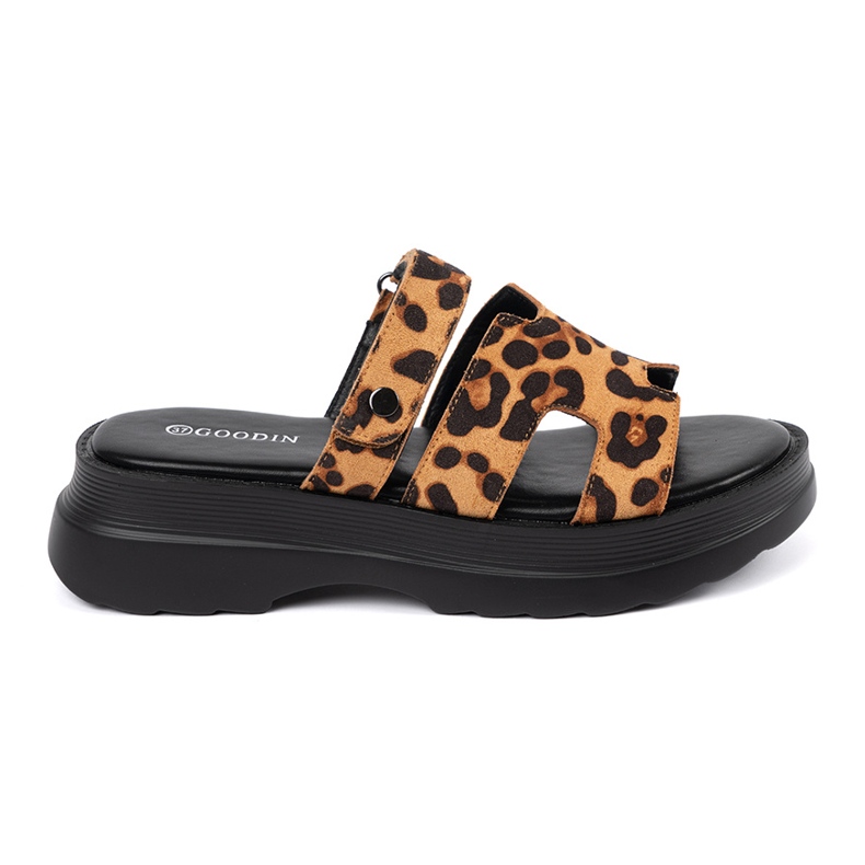 Goodin Pantofole da donna su una piattaforma leopardata marrone