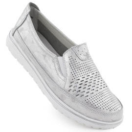 Evento Scarpe in pelle da donna Openwork Silver Event 1653 argento