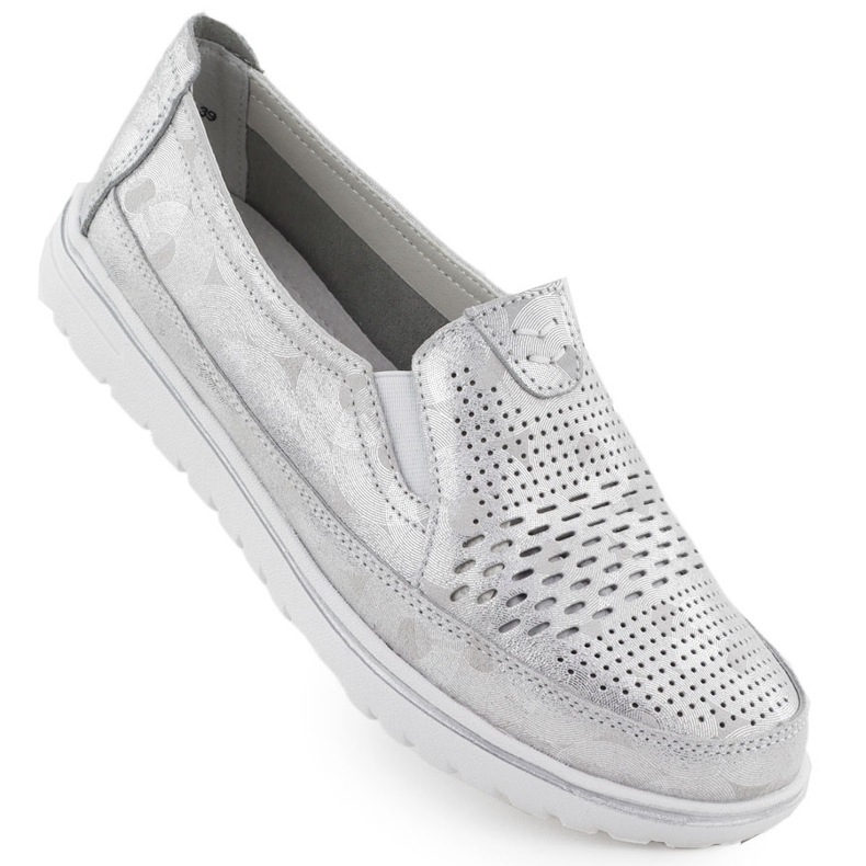 Evento Scarpe in pelle da donna Openwork Silver Event 1653 d'argento