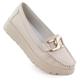 Mocassini in pelle su una suola spessa beige filippo 6827