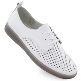 Scarpe in pelle da donna Openwork Lace -UP White Filippo 6788 bianco