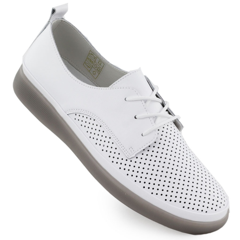 Scarpe in pelle da donna Openwork Lace -UP White Filippo 6788 bianca
