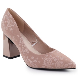 Pompe da donna con fiori sul pilastro rosa rosa Vinceza 62223