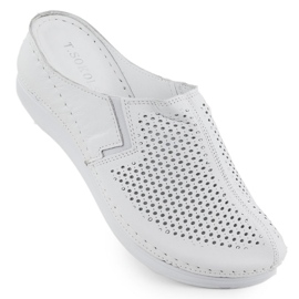 Pantofole in pelle da donna costruite openwork bianco T.sokolski L25-164