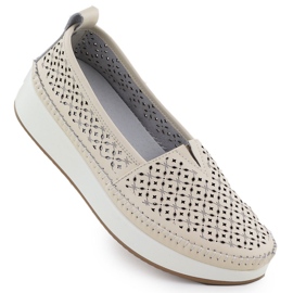 Scarpe in pelle aperta sulla piattaforma beige Filippo 4555