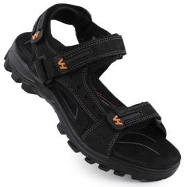 Sandali in pelle maschile per velcro Vanhorn 28302 nero