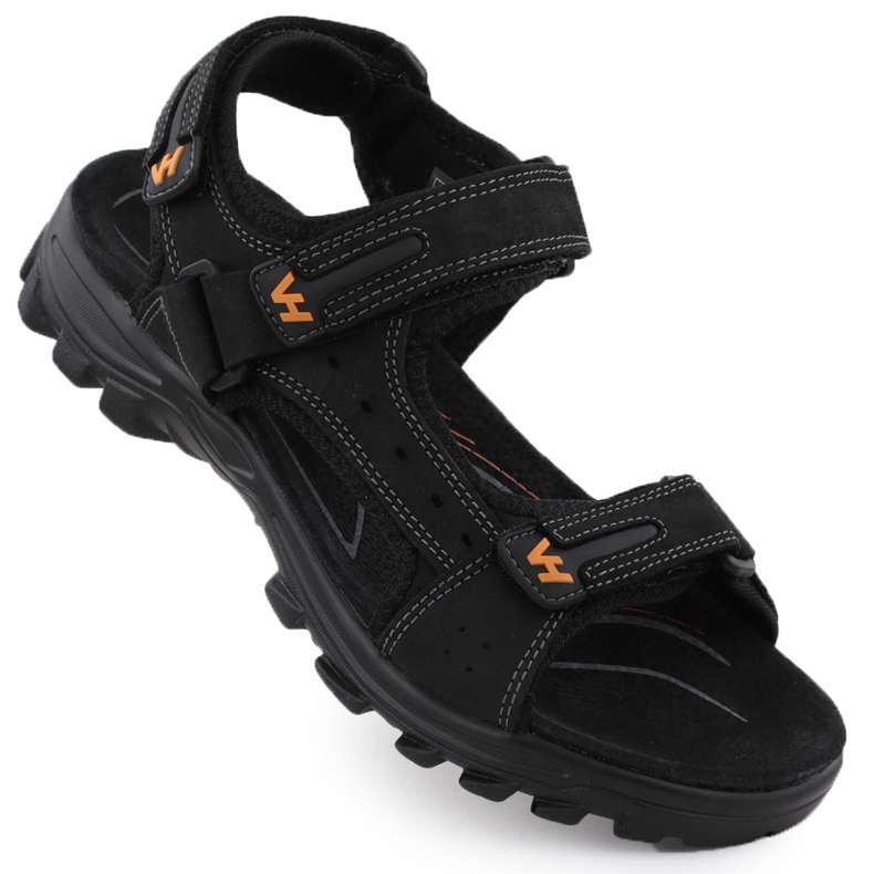Sandali in pelle maschile per velcro Vanhorn 28302 nero