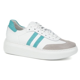 Sneaker in pelle da donna sulla piattaforma bianca Olivier N1068S5 bianco
