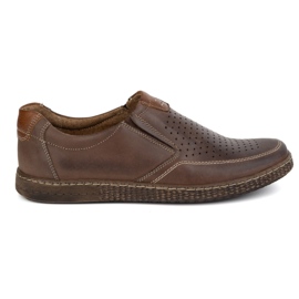 KOMODO Scarpe in pelle maschile Openwork casual 854/l/2 marrone