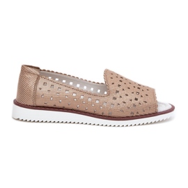 S.Barski Ballerina di lavoro in pelle con dita nude S. Barski LR51-922 oro d'oro