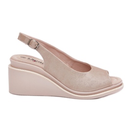 S.Barski Sandali in pelle femminile sul cuneo S. Barski LR51-539 PLN d'oro