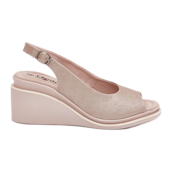 S.Barski Sandali in pelle femminile sul cuneo S. Barski LR51-539 PLN d'oro