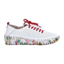 Scarpe in pelle sulla piattaforma modellata artiker 54c1567 bianco e rosso