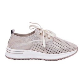 ARTIKER Scarpe da donna leggera in pelle sull'artker 56C2113 Piattaforma beige-o-gold