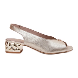 Cuoio sandali da donna elegante Chebello 4724 Zlotys d'oro