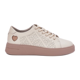 Sneaker in pelle femminile sulla piattaforma beige di Vinceza 88018
