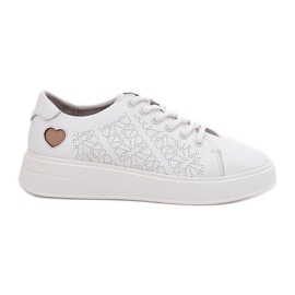 Sneaker in pelle da donna sulla piattaforma bianca Vinceza 88018