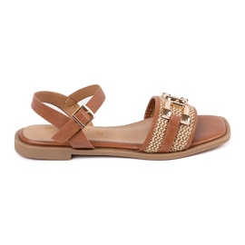Goodin Sandali marroni con inserto in pelle marrone