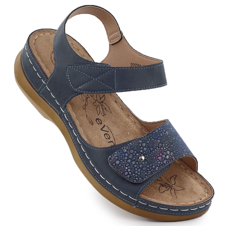 Sandali femminili per velcro Evento 8988 blu