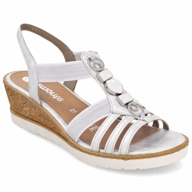 Sandali da donna per cuneo con elastici Silver Remonte R6264-92 argento