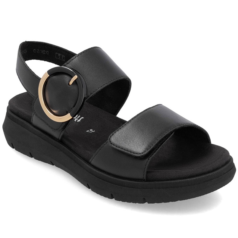 Sandali in pelle da donna con spicchi neri remonte d2k50-00 nero