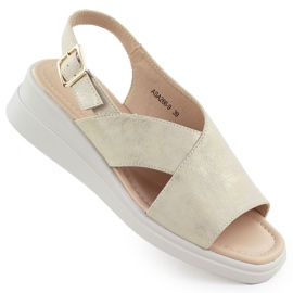 Sandali da donna con zeppe dorate Jezzi Asa266-9 d'oro