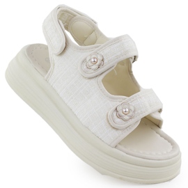Sandali da donna sulla piattaforma Potocki Py16337 beige