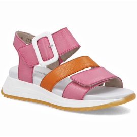 Sandali in pelle femminile a Pink Rieker W2950-31 rosa