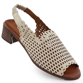 Beige openwork sandali in pelle femminile beige t.sokolski L25-707