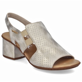 Sandali di tacchi alti femminili Golden Rieker 64665-60 d'oro