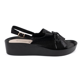 Goodin Sandali a cuneo nero con inserto in pelle
