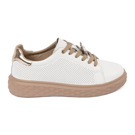 Sneaker bianche e beige con spille in pelle Sergio Leone bianco