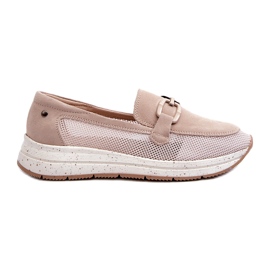 S.Barski Mococcasine in pelle scamosciata femminile tw210 beige con un ornamento