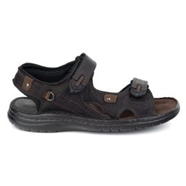 KOMODO Sandali in pelle 552k maschili con velcro - perfetto per l'estate per uomini attivi neri nero