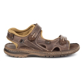 KOMODO Sandali in pelle 552k maschili con velcro - perfetto per l'estate per uomini attivi marroni marrone